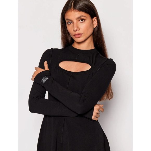 Versace Jeans Couture Black Cutout Front Mini Dress Size 8 - Picture 2 of 11